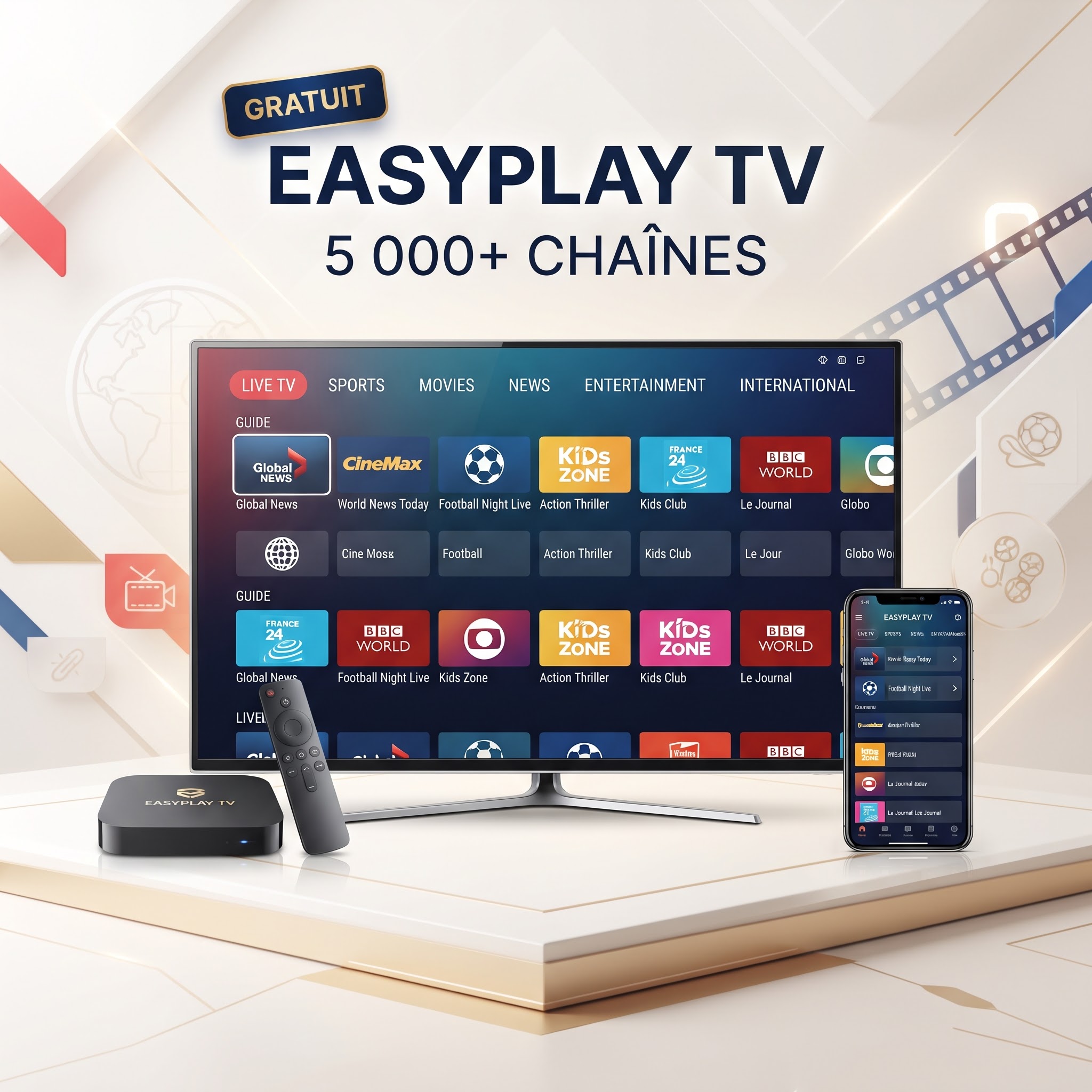 EasyPlay TV – 5 000+ Chaînes TV & Streaming Gratuit